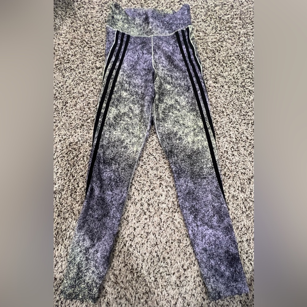 adidas Marble Gray Leggings with Black Side Stripes